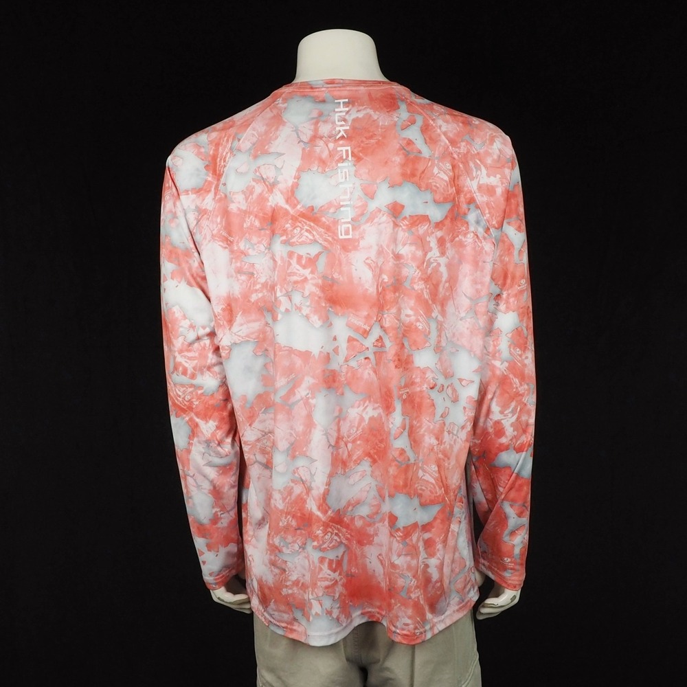 Huk Performance Fishing Mossy Oak Fracture Tee Shirt Mens 2XL XXL Orange Camo - Picture 4 of 5